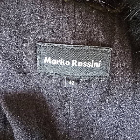 Genuine Kangaroo Suede Leather Coat Fox Fur Collar Snake Print Women Size 42 - Picture 13 of 15